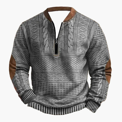 Herrtröja med halv dragkedja – Stickad look, vardagsstil, modern design
