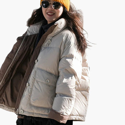 Dam Vinterjacka Kort Puffer Varm Stad & Fritidsstil