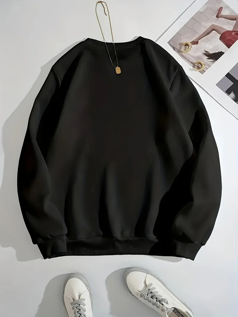 Grå sweatshirt med "Brooklyn New York" tryck, lång ärm