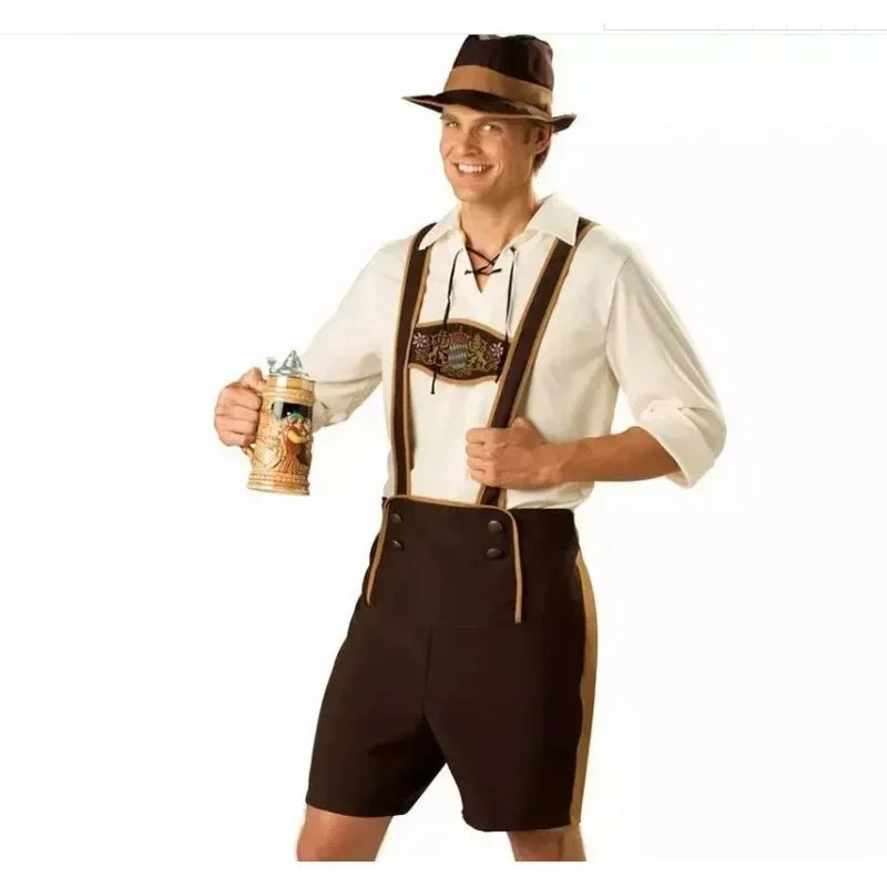 Herr Oktoberfestkostym med hängselbyxor och skjorta
