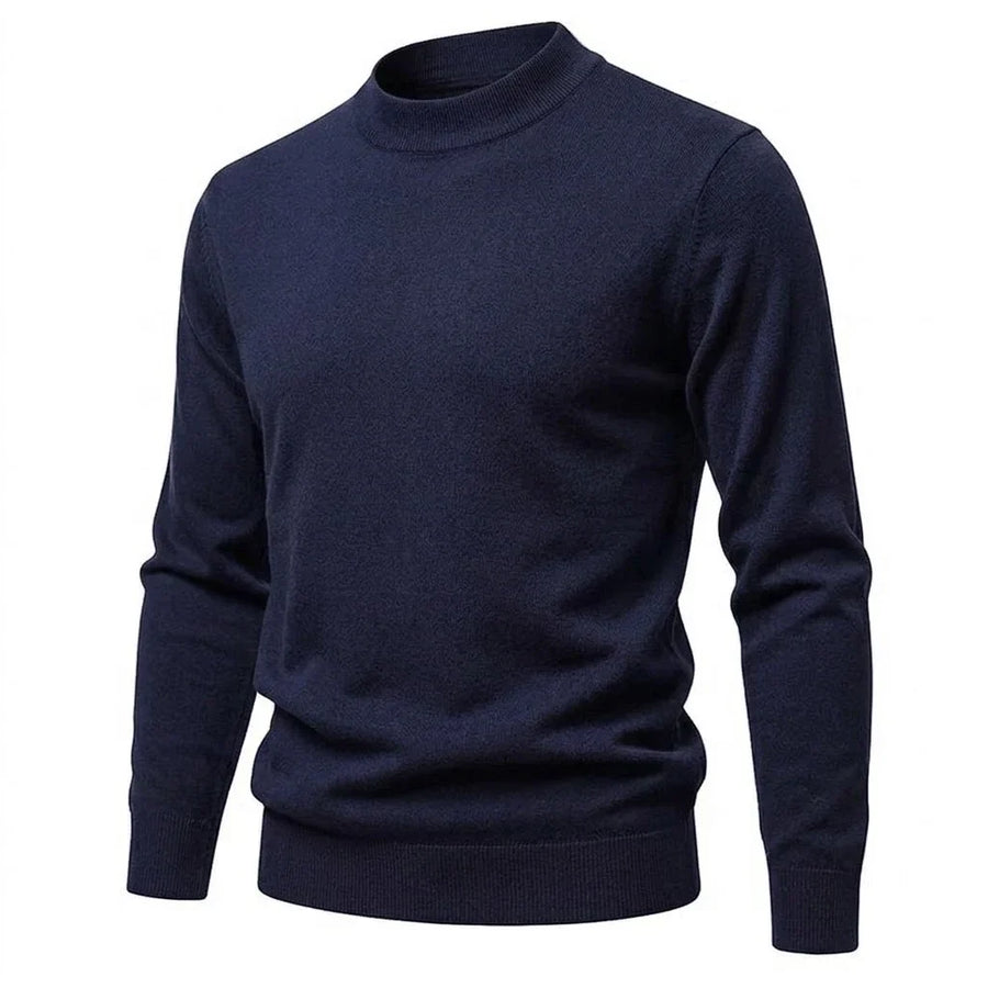 Herrtröja med halvpolo, ribbad mudd, enfärgad design