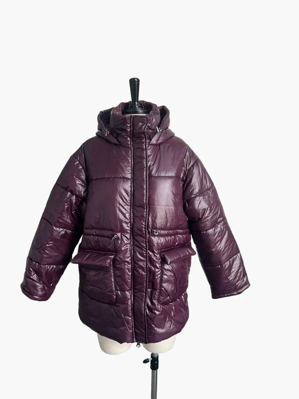 Dam Vinterjacka Parkas med Huva och Dragkedja – Trendig och Varm för Vardagsbruk