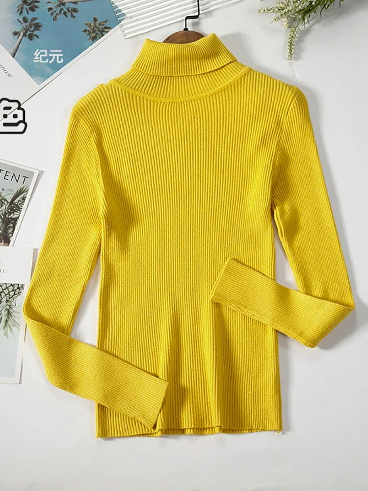 Ribbstickad Polotröja för Dam i Flerfärgad Stretchig Design