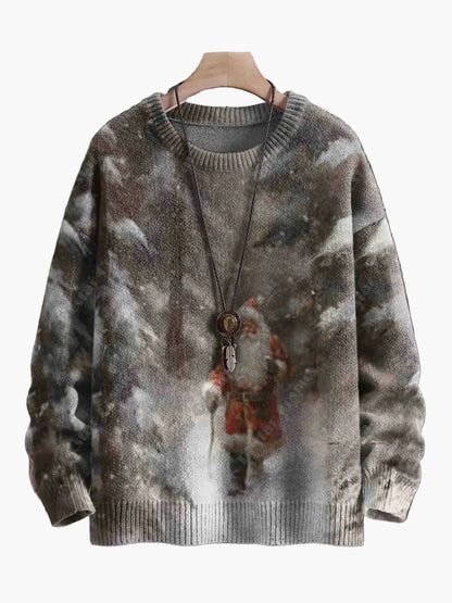 Damtröja julig mönster stickad med broderade motiv – perfekt för vinter och fest