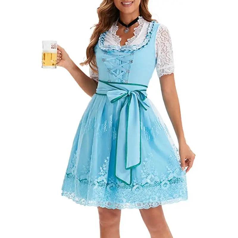 39BB Bierkostüm, Dirndl, Kleider, Bluse, Schürze, deutsches bayerisches Oktoberfest-Kostüm-Set