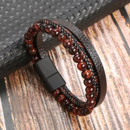 Herrarmband i flätad konstläderstil med graveringsbar detalj – Trendigt accessoar för vardag och fest
