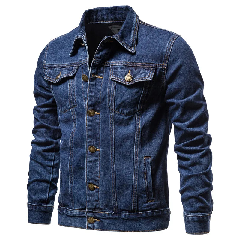 Jeansjacka i denim med krage och fickor