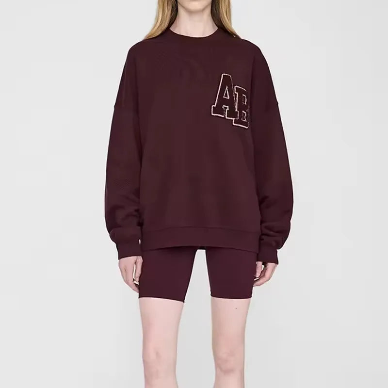 Dam sweatshirt grå med "PARIS" tryck rund hals oversized