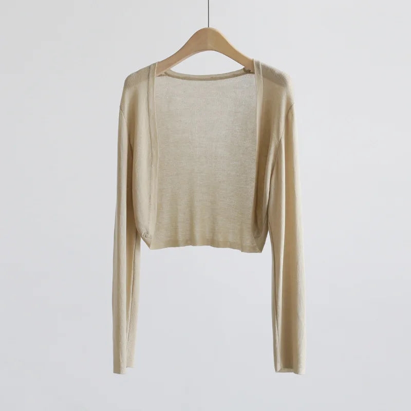 Dam Kort Cardigan Tunna Långärmad Bolero Sommar