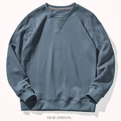 Unisex sweatshirt med rundhalsad krage, ribbade muddar och V-detalj, flera färger