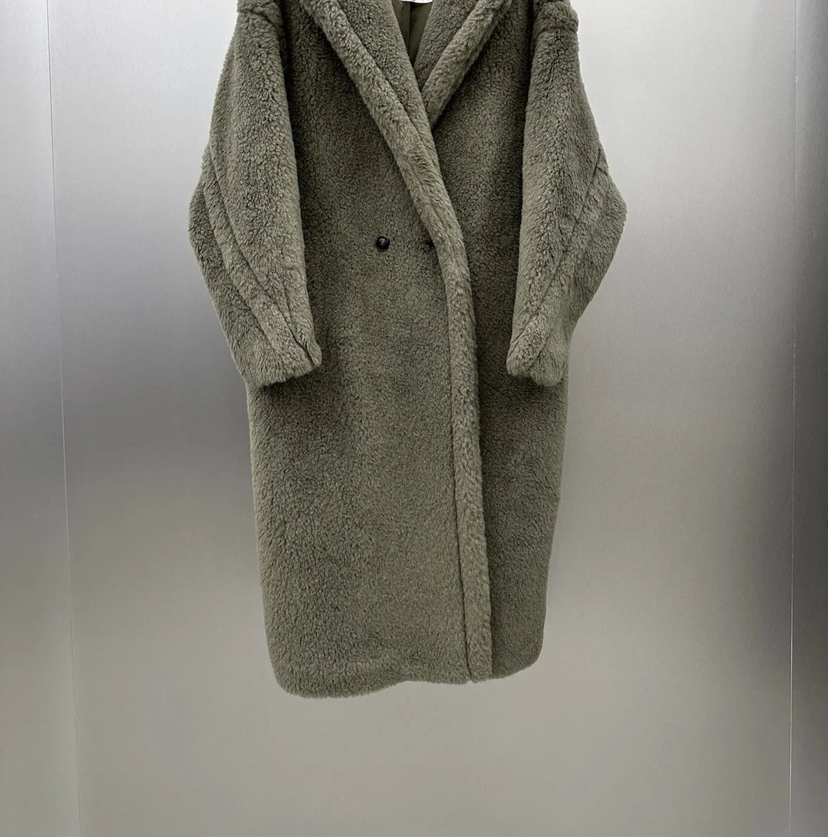 Teddykappa med luva och vantar, lång modell i mjukt material för dam