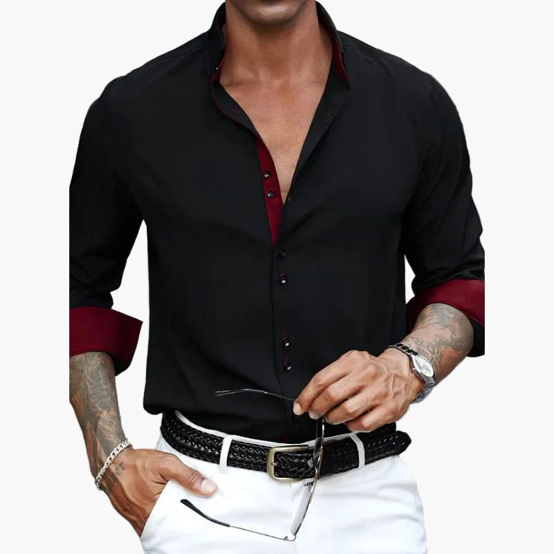 Herr Skjorta Slim Fit Elegant Festkläder Vardagsstil