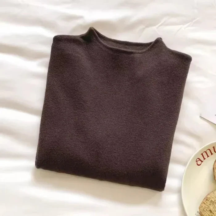Långärmad Mockneck Tröja för Dam i Mjukt Material