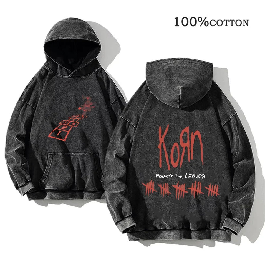 Unisex Huvtröja Oversize Grå Med Tryck och Känguruficka
