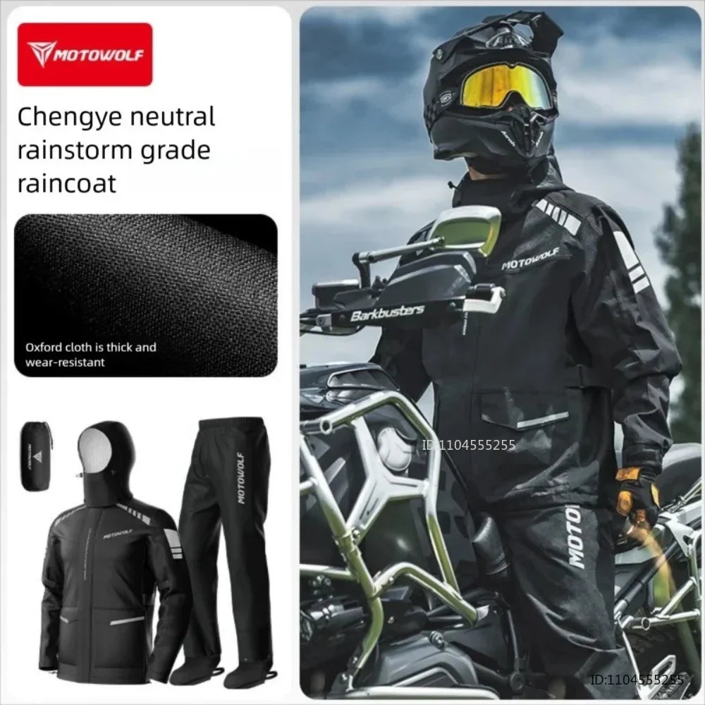Vattentätt Regnställ Unisex för Motorcykel, Svart/Grön med Reflexdetaljer