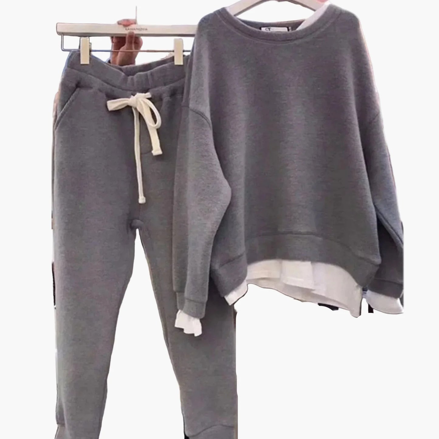 Damernas Plus Size Lounge-set – Avslappnad Tröja & Byxa för Vardagsbruk och Hemmamys