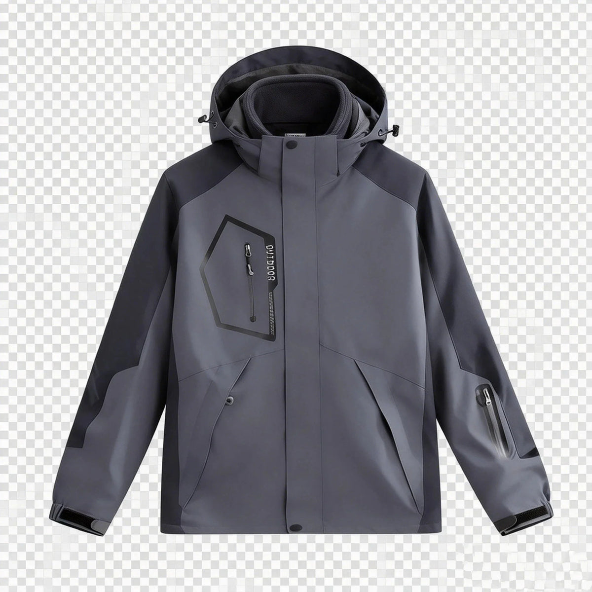 Unisex 3-i-1 Outdoorjacka med Avtagbart Fleecefoder och Huva i Vattenavvisande Material