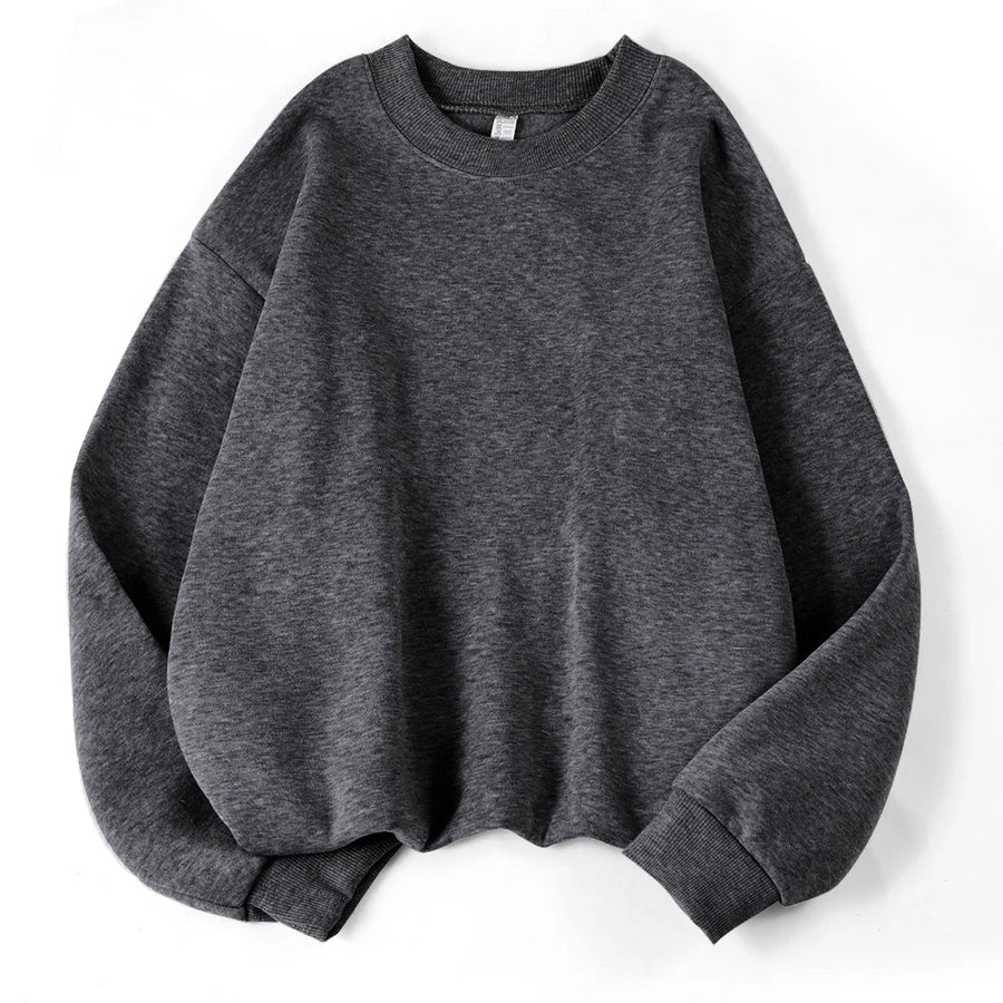 Lila Oversize Sweatshirt med Rund Halsringning