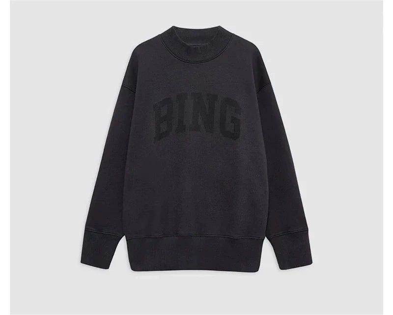 Dam sweatshirt grå med "PARIS" tryck rund hals oversized