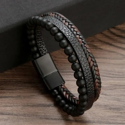 Herrarmband i flätad konstläderstil med graveringsbar detalj – Trendigt accessoar för vardag och fest