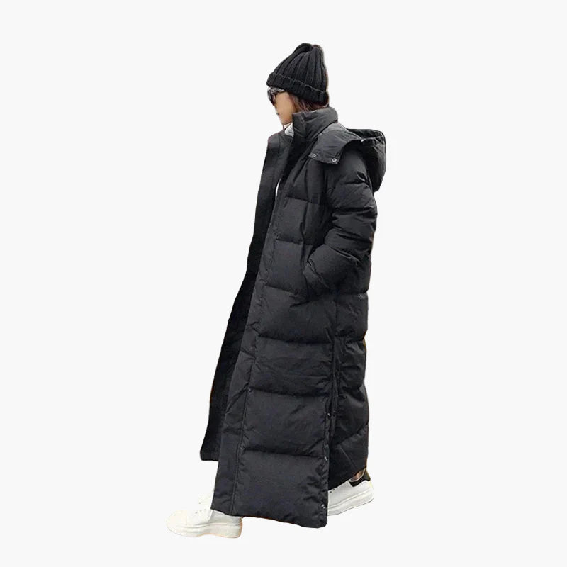 Dam Lång Vinterdunjacka – Elegant och Varm Parkas för Kallt Väder