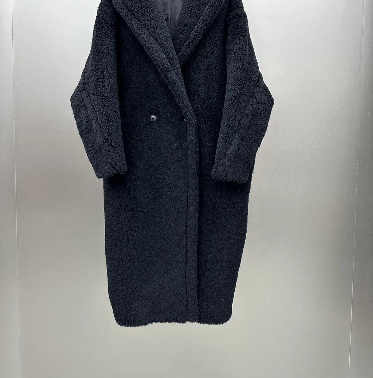 Teddykappa med luva och vantar, lång modell i mjukt material för dam