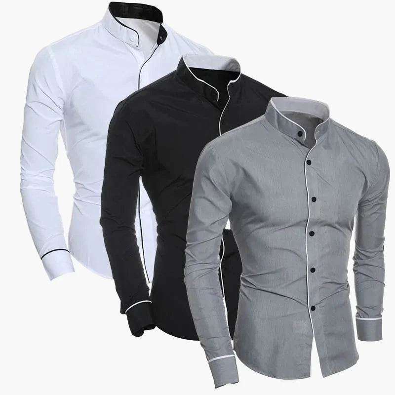 Herr Skjorta Slim Fit – Modern Designerstil för Affär och Fest