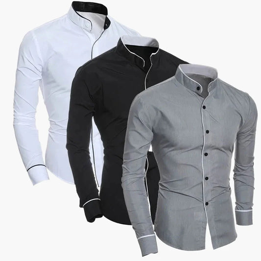 Herr Skjorta Slim Fit – Modern Designerstil för Affär och Fest