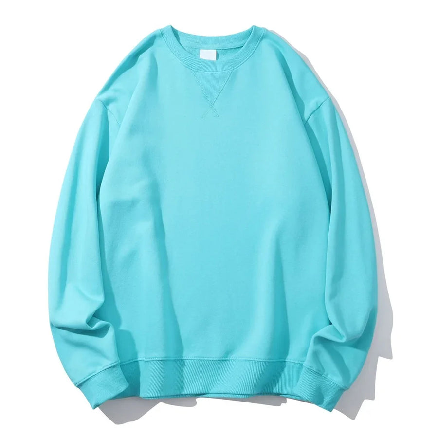 Unisex sweatshirt med rund hals, enfärgad design och ribbade muddar