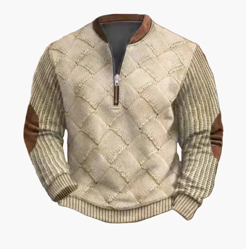 Herr Halvzip Tröja – Varm Stickad Sweatshirt för Höst/Vinter – Modern och Bekväm