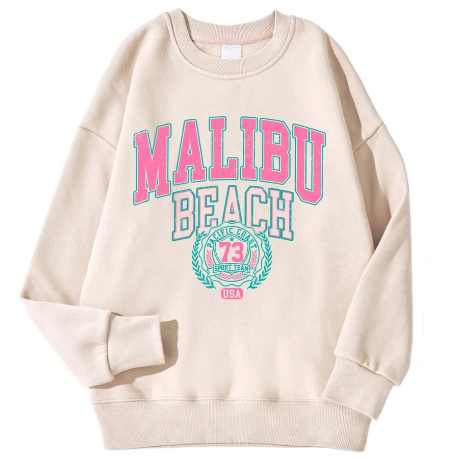Mjuk Sweatshirt med Tryck Rundhalsad Långärmad