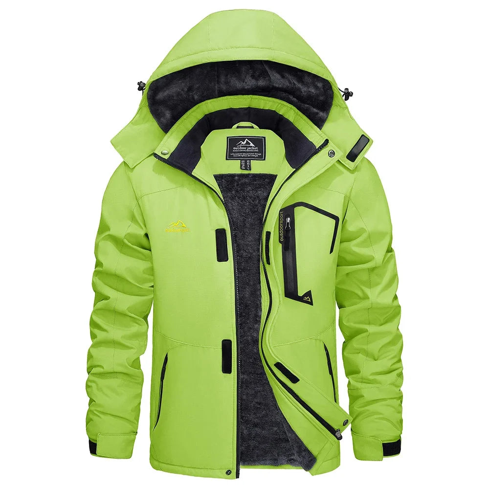 Vinterjacka Herr med Huva och Fleecefoder – Varm Outdoorjacka med Fickor