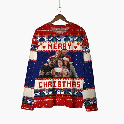 Unisex Jultröja med Personligt Foto – Rolig och Festlig Juldesign för Vuxna och Barn