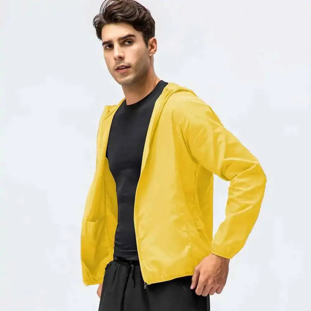 Unisex lättviktsjacka med huva och dragkedja, vattentålig design