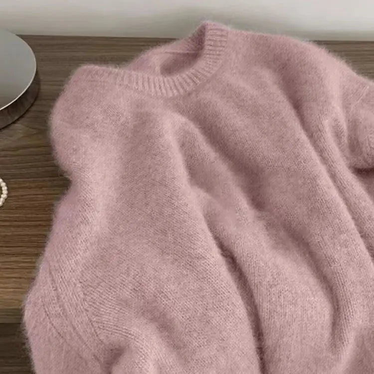 Mjuk Tröja med Rund Hals, Lång Ärm och Ribbade Muddar, Flerfärgad