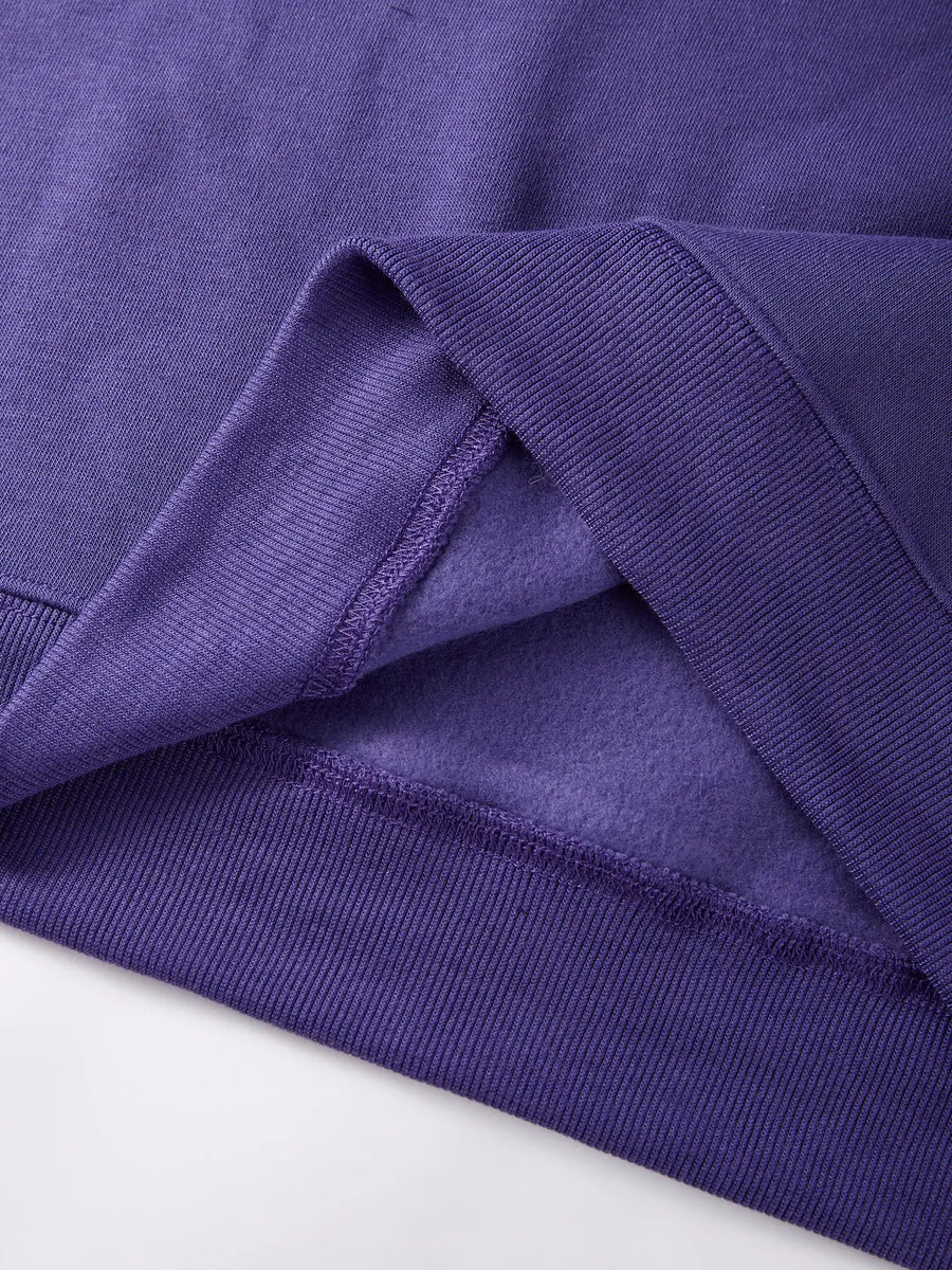 Lila Oversize Sweatshirt med Rund Halsringning
