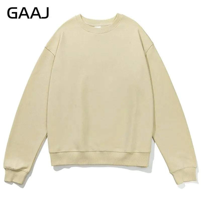 Enkel sweatshirt med rund hals, enfärgad och ribbade muddar