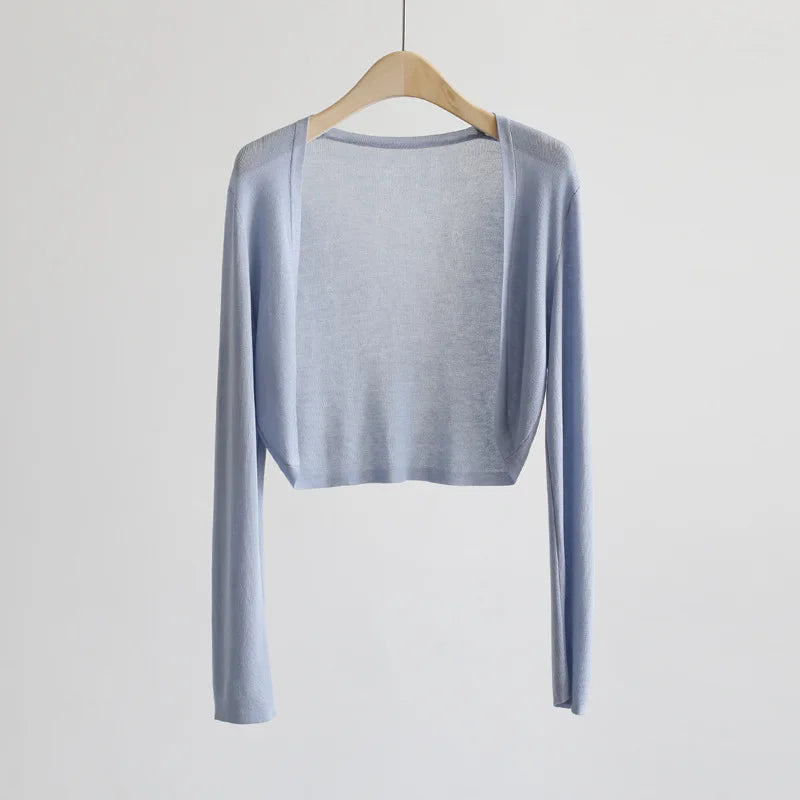 Dam Kort Cardigan Tunna Långärmad Bolero Sommar