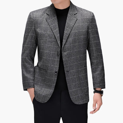 Herr Kavaj Rutmönstrad Modern Stil – Elegant Affärs- och Vardagsjacka