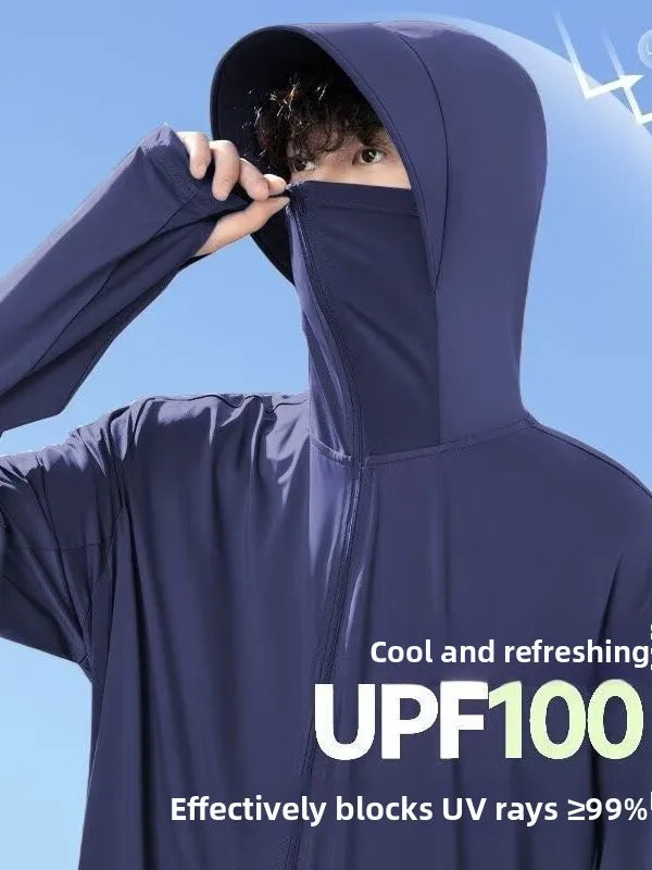 Unisex UV-skyddande huvtröja med dragkedja och ansiktsmask, flera färger