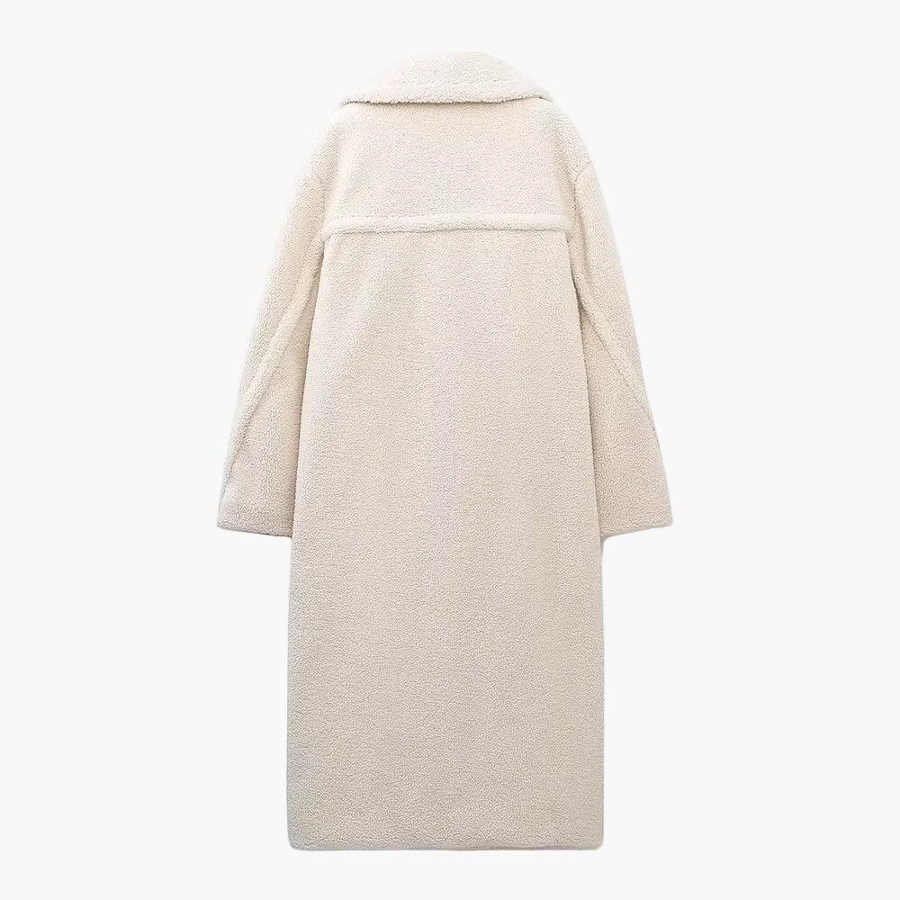 Dam Klassisk Lång Teddy Kappa – Elegant Vinterstil för Vardagsbruk