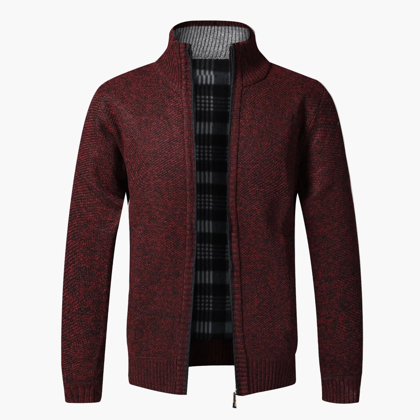 Herrstickad cardigan med dragkedja – elegant och varm höstjacka