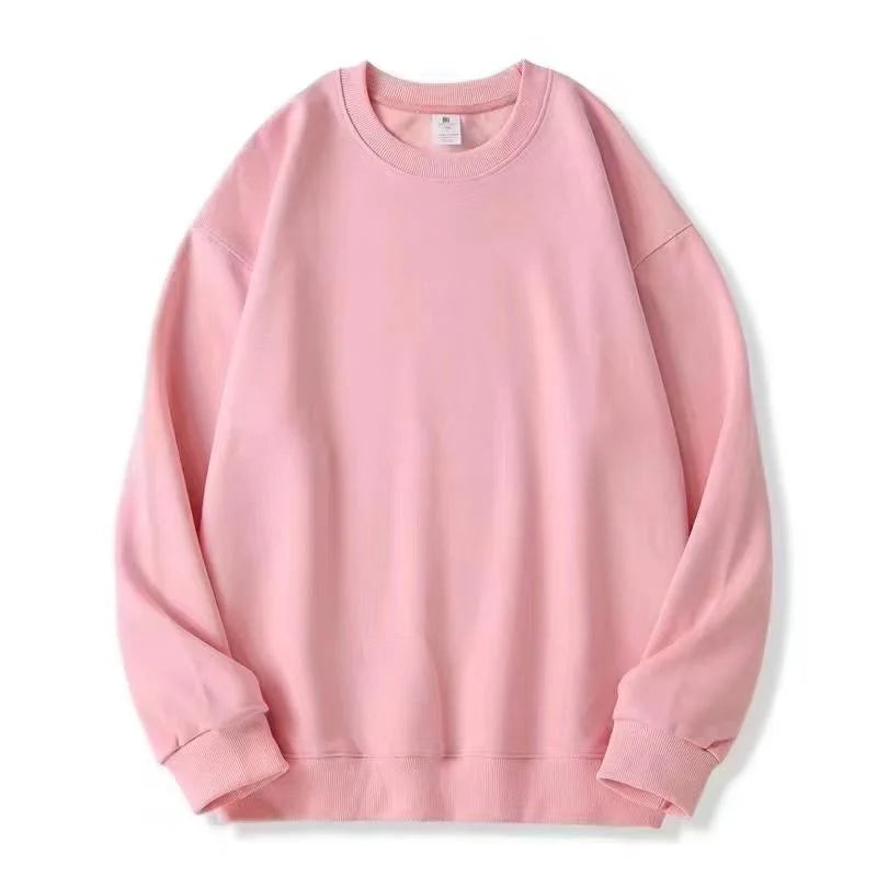 Enkel Enfärgad Sweatshirt för Herr i Mjukt Material med Rund Halsringning