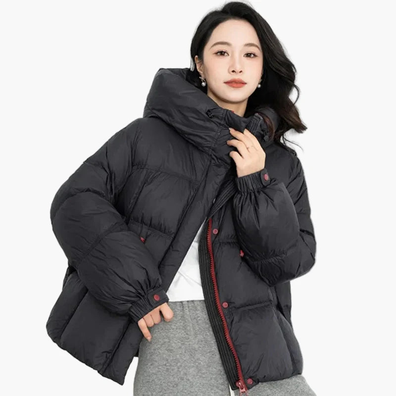 Dam Vinterjacka Oversized Pufferjacka Varm och Trendig Ytterplagg Fritid