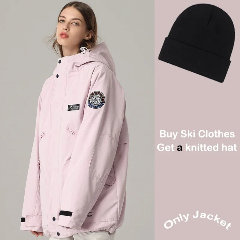 Unisex vinterjacka med huva för skidåkning och snowboard