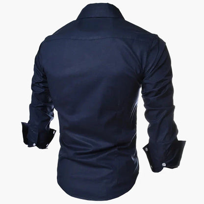 Herrskjorta Slim Fit – Modern Design för Kontor och Fest