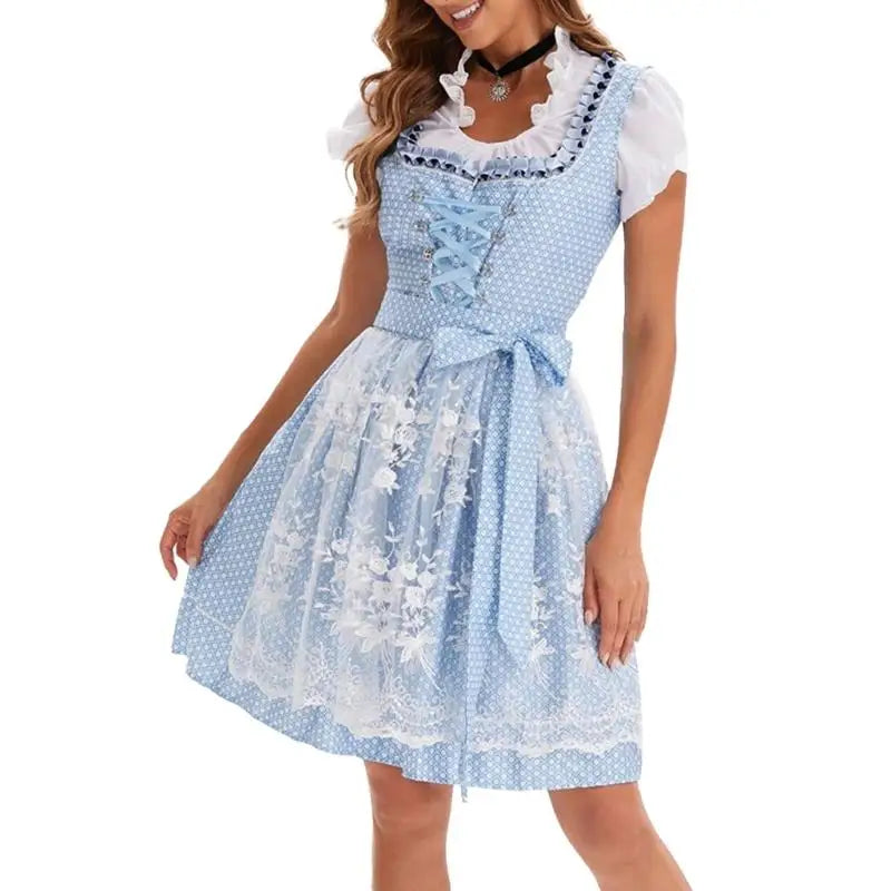 39BB Bierkostüm, Dirndl, Kleider, Bluse, Schürze, deutsches bayerisches Oktoberfest-Kostüm-Set