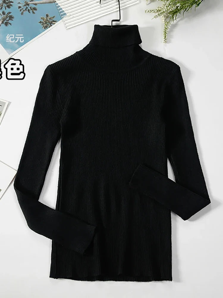 Ribbstickad Polotröja för Dam i Flerfärgad Stretchig Design