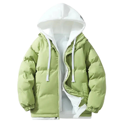 Unisex Vinterjacka med Huva – Trendig och Varm Puffer för Fritid och Stadsliv