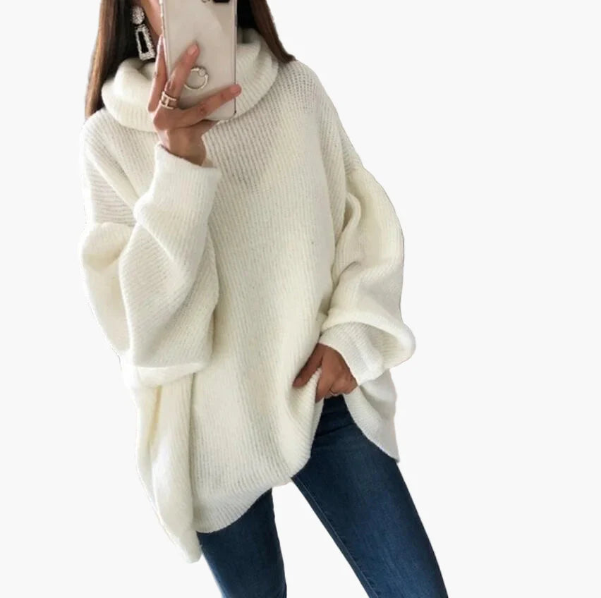 Damtröja Oversized Polotröja Vardagsstil Stickad Pullover